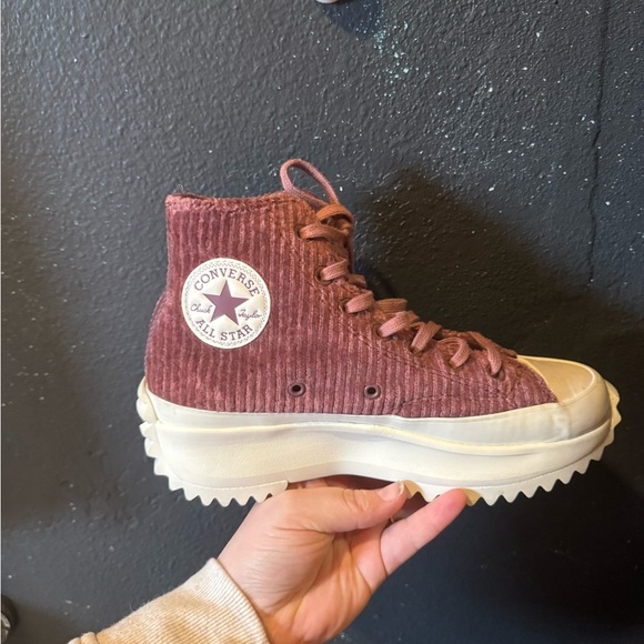 Converse Pink High-Top Platform Sneakers with Textured Fabric - Picture 6 of 8